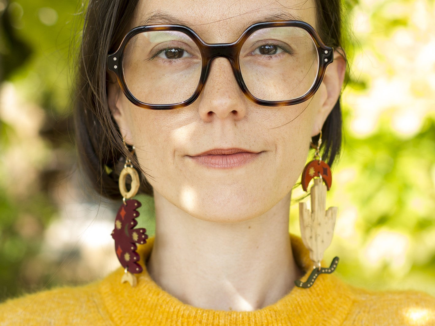 Oiseaux, lunes et serpents - Boucles d'oreilles dépareillée